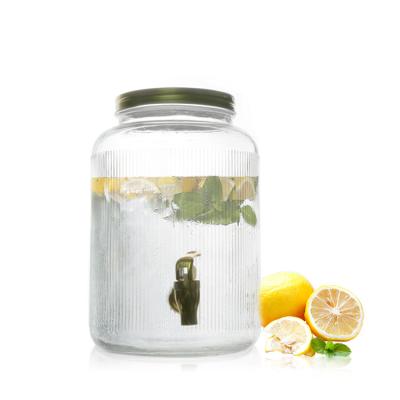 中国 5L glass beverage juice dispenser with stainless steel tap 販売のため