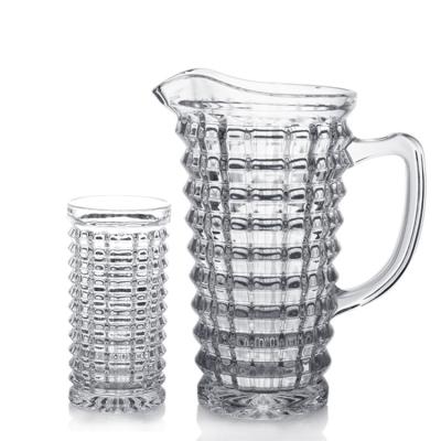 China Wholesale Horizontal  StripesGlass Pitcher Collection Hiball Glass Set Te koop