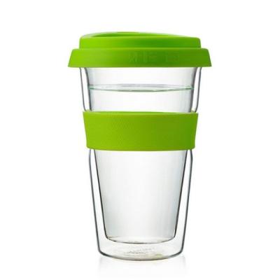 Κίνα Factory direct sale Heat Resistant Hot Beverage Double Wall Glass with Silicone Transparent with dome cover coffee cup προς πώληση