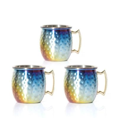 Китай Hot Sell 65ml Moscow mule mug cocktail hammer rainbow-plated cup продается