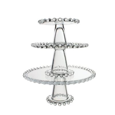 Cina 1-3 cake stand set  eco-friendly lead-free crystal transparent dome glass cake stand in vendita