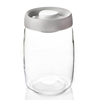 Chine Wholesale Vacuum Jar Food Storage Canister Transparent Borosilicate Glass With Color Lid à vendre