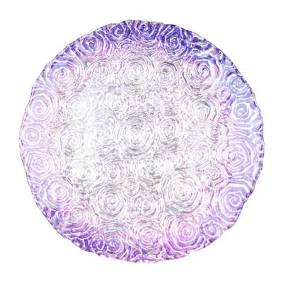 China Wholesales Roes Embossed Spray Color Decoration Glass Charger Plate zu verkaufen