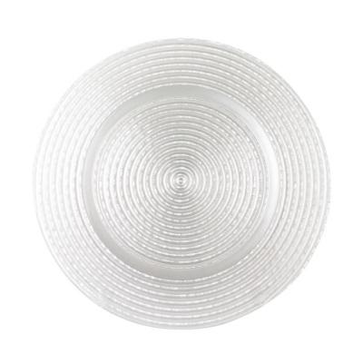 China Hot selling High Quality White Embossed Elegant Decoration Glass Charger Plate zu verkaufen