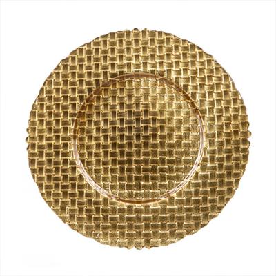 China High Quality Gold Spraying 33*2.1cm Glass Charger Plate for Dinnerware zu verkaufen