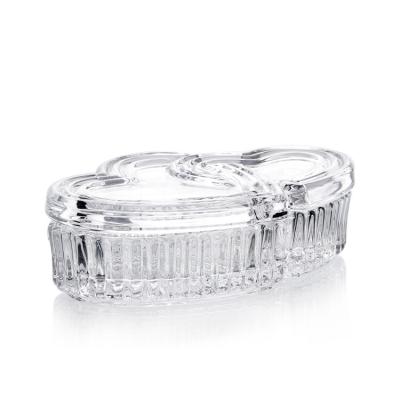 China Crystal glass double heart jewelry gift box, jewelry case for sale