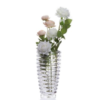 Cina High Quality Transparent Round Pattern Flower Glass Vase in vendita