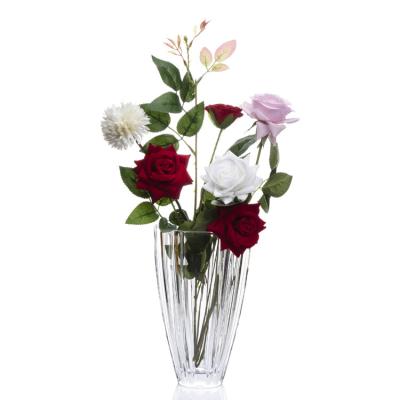 중국 Classic Crystal Transparent Clear Glass Cylinder Round Vase for Decoration 판매용