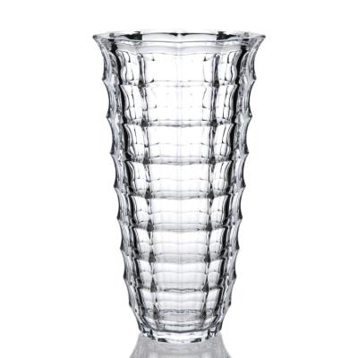 Cina High Quality Window Collection Transparent Clear Engraved Exquisite Glass Vase in vendita