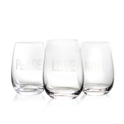 China Best sellers transparent lead free crystal stemless red wine glass cup  with engraving decoration for sale