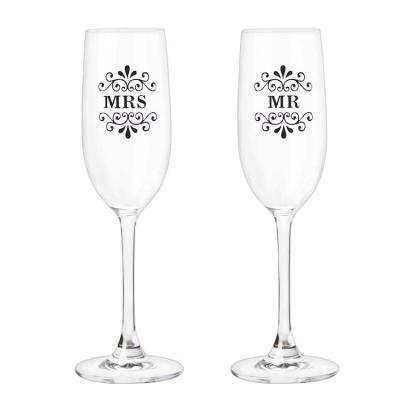 China High Quality Couple Champagne Flute Set Valentie's Day Gift Lead Free Crystal Crystal Transparent Wine Glass Set for sale