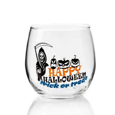 China LFGB Certified Stemless Wine Glasses Custom Halloween Theme Glass Gift for sale