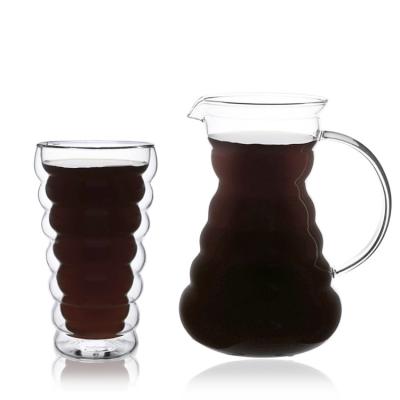 China Hohes Borosilicat-doppel-wandige Glaskaffeetassen LFGB, Glaskaffee Pourer mit Griff zu verkaufen