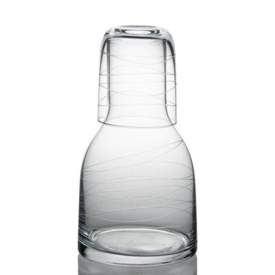 China 800ml de met de hand gemaakte Karaf van het Glaswater, Bedkaraf met Geëtste Glasschrijver uit de klassieke oudheid Te koop