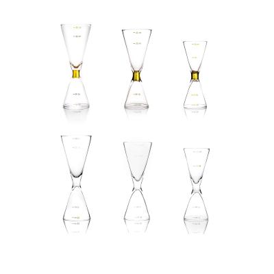 Chine L'or Rim Decorative Cocktail Bartender Kit, double Jigger a placé le cristal 50ml à vendre