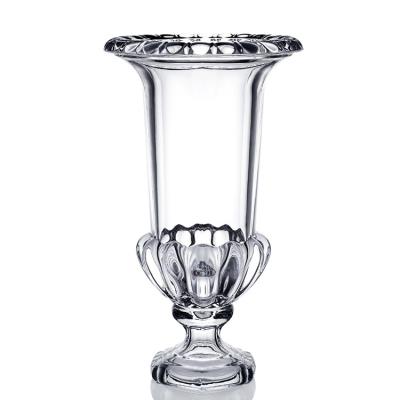 Chine vase en verre transparent aux pieds Crystal Home Use élégant à taille de 27.5cm à vendre