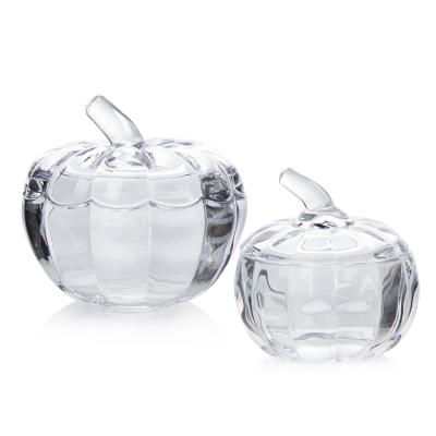 China Tarro de galletas de cristal decorativo de la calabaza 200ml, botes de cristal de la cocina con la cubierta en venta