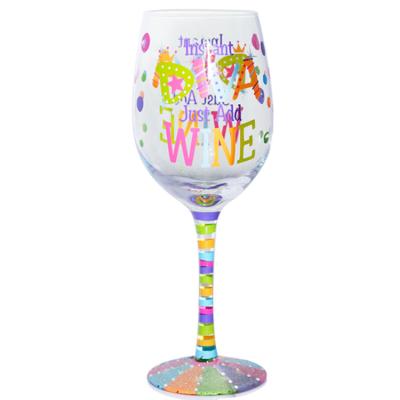 China Copa de vino decorativa transparente de Tangson 500ml con la impresión de la etiqueta de Rainbowl en venta