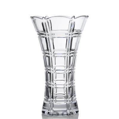 China Crystal Glass Flower Vase claro 14.5x24CM para a decoração da casa e do escritório à venda