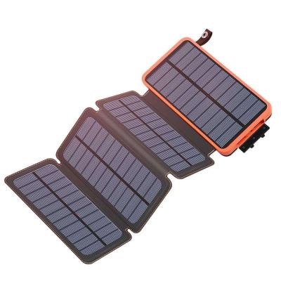 China Fast Charging Support Custom Design Wireless Portable Solar Charger Power Bank 30000mah Waterproof Charger With 4 Foldable Panels for sale