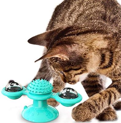 China Pet Stored Toy Windmill Portable Scratch Hair Interactive Sweep Grooming Throwing Massage Suction Cup Catnip Cats Puzzle Training Toy for sale