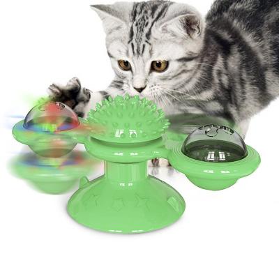 China Stored Smart Escape Pet Products Cat Toys Catnip LED Ball Windmill Toy Funny Rotating Toy Teeth Cleaning Pet Massage for sale