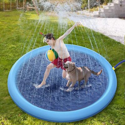 China Amazon Pet Water Play Mat Outdoor Inflatable Dog Sprinkler Sustainable Inflatable Water Toy Bath Splash Pad For Dog Cat for sale