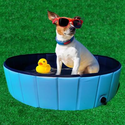 China Sustainable Collapsible PVC Dog Cat Swimming Pool PVC Wash Pond Dog Tub Bend Big Small Dog Pool for sale