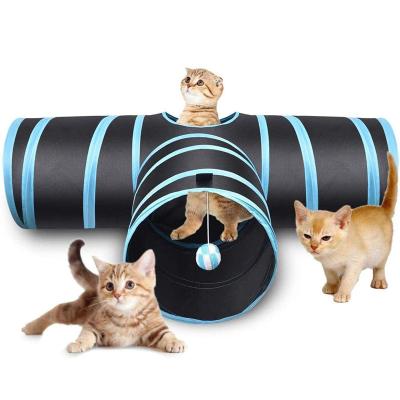 China Viable Indoor Three-Way 3-Hole Cat Tunnel Tube Kitty Tunnel Collapsible Bored Pet Play Hole Cat Toys Cat Peek Tunnel for sale