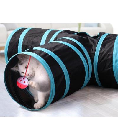 China Viable Pets Channel Toy Three Ways Pink Tunnel with Foldable Smart Paper Ball Ringer Toys for Fun for sale