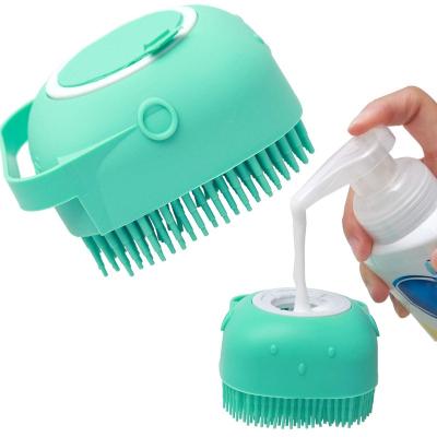 China 2.7 Oz/80ml Sustainable Cat Massage Comb Cleaning Brush For Bathing Soft Dog Shampoo Brush Short Hair Silicone Rubber Brush for sale