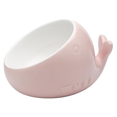 China High-foot Automatic Cute Simple Mouth Shape Cartoon Bowl Feeder Pet Cat Bowls Cat Food Bowl Non-slip Ceramic Pet Products for sale