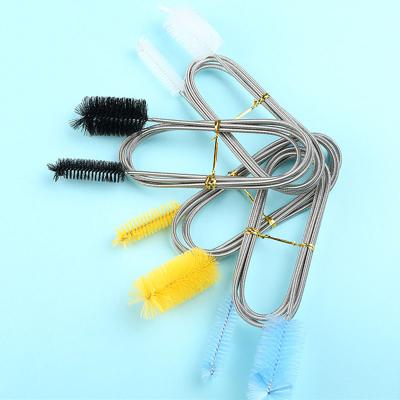 China 90/155/200cm Dual Stocked Aquarium Cleaning Brush Steel Pipe Cleaning Brush Stainless Finished Aquarium Tank Remover for sale