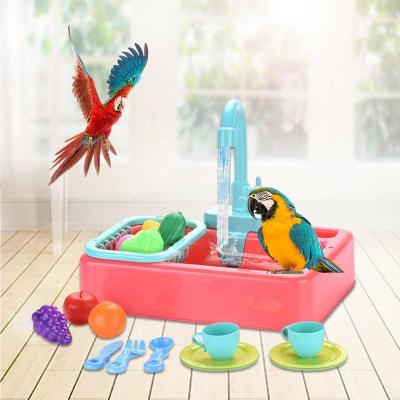 China Automatic Automatic Parrot Bathtub Pool Faucet Parrot Bath Shower Water Dispenser Birdcage Bathroom Parrot Toys Bird Feeder for sale