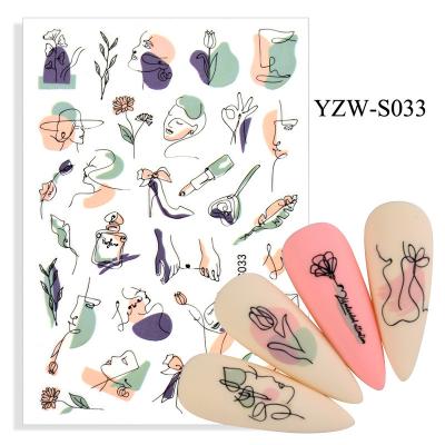 China Geometric Plastic Avocado Face Strap Glue Nail Sticker Colorful Cute Style Nail Stickers for sale