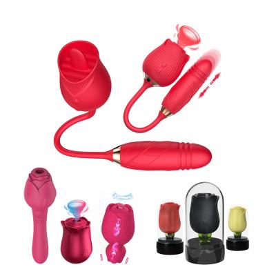 China Sucking and Vibrating 2 in 1 Hot Sale 2021 Toy Vibrating Wand For Women Sex Toys Clitoris Nipple Sucking Rose Vibrator for sale