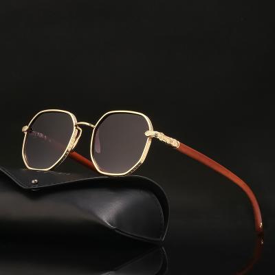 China 2021 new high quality wood grain round frame sunglasses men's fashionable sunglasses for sale