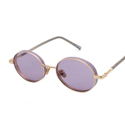 China Fashion Oval Sun Glasses Ocean Glass Sunglasses Metal Frame Men Women Driving Round Sun Glass UV400 Male for sale