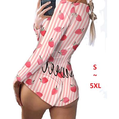 China 4014 QUICK DRY various pattern QUICK DRY printing sexy pajamas plus size V neck women tight sexy jumpsuit long sleeve pajamas for sale