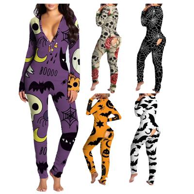 China 2003 Women Sexy Halloween QUICK DRY Open Plus Size Sleepwear Romper Onesie Fashionable Flap For Sleeping Nightgowns Halloween Onesie Pajamas for sale