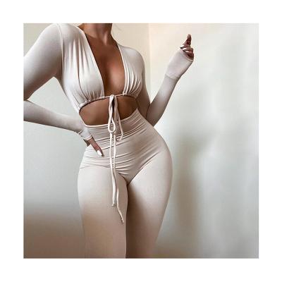 China 292 QUICK DRY 292 2021 Winter Fashion Solid Color Jumpsuit Elastic Sexy One Piece Fitbodysuit Long Sheath Rompers Slim Sexy QUICK DRY Women's Overalls for sale