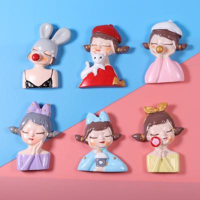 China New Design 60mm Europe Big Size Beautiful Girl Hair Bow Key Chain Planar Gift Box Embellishment Resin Charms Decoration Accessories for sale