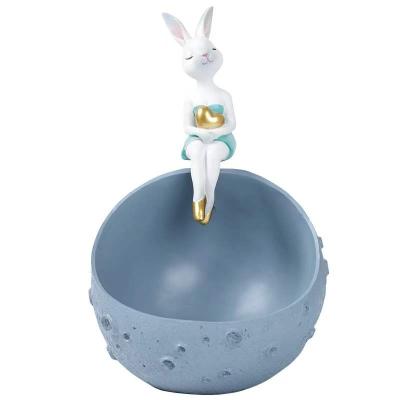 China China Wholesale Resin Open Bubble Bunny Girl Key Storage Decoration Home Living Room Decor With Night Light for sale