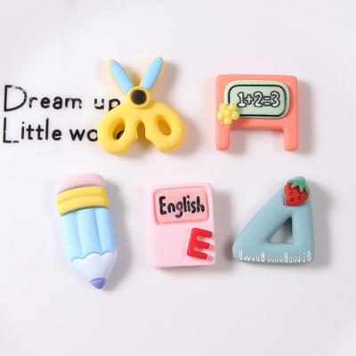 China China Kawaii Flat Back Resin Charms Fun Scissors Book Pen Resin Accessories For Mobile Phone Shell Decoration for sale