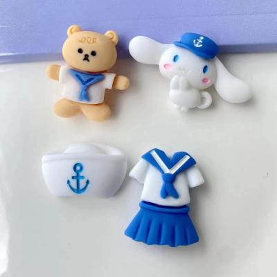 China Cartoon Folk Series Style Navy Kawaii Art Resin Charms DIY Flat-back Decoration Pieces For Kids Hair Bow Phone Decoration for sale