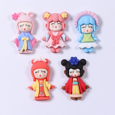 China China Wholesale Popular Resin Ornaments Polymer Clay Charms Ancient Costume Little Girl Pendant Accessories Pretty for sale