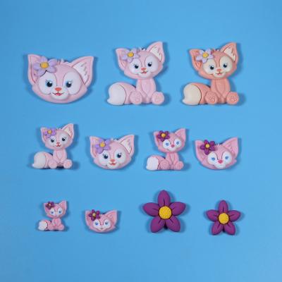 China China Kawaii Pink Fox Resin Flatback Cabochon Mud Charms For Diy Kids Jewelry Accessory for sale