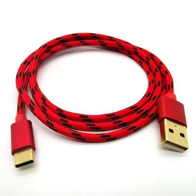 China Fast Speed ​​Charging Gold Plated Tiger Stripe Braid Type c Charging Cable for sale