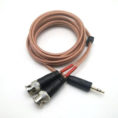 China Stereo Camera Custom 3.5 Male To Dual Male BNC Monitor Decoder 75OHM Y Audio Cable for sale