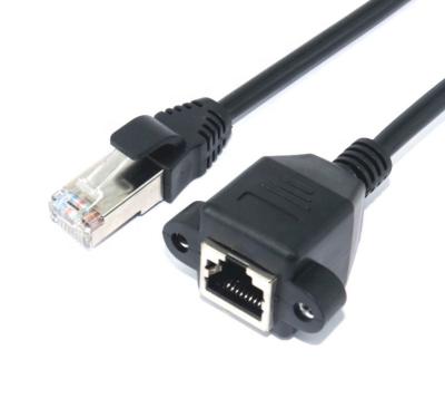 China Computer CAT.5E FTP Lan Cable Ethernet Patch Cord RJ45 Male to Female Socket Screw Panel Mount Network Extension Cable for sale